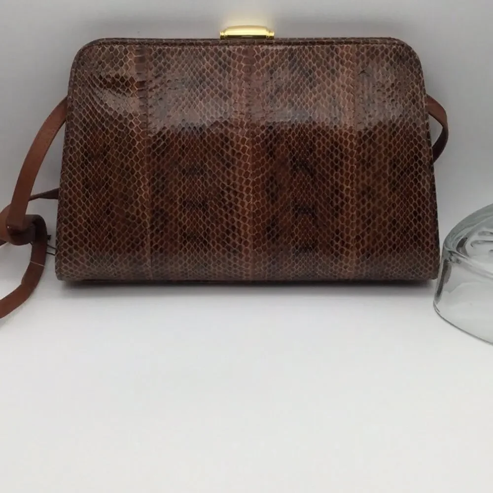 Andre Cellini VTG Leather Snake Crossbody Bag